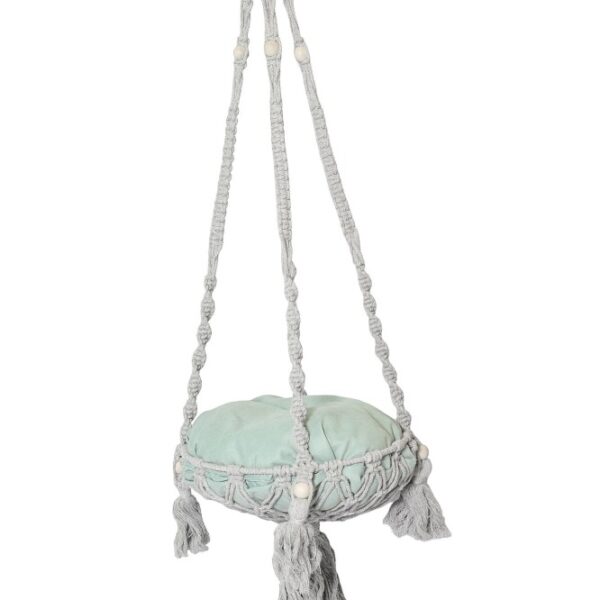 Handmade Silver Cotton Macrame Pet Swing