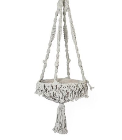 Handmade Silver Cotton Macrame Pet Swing