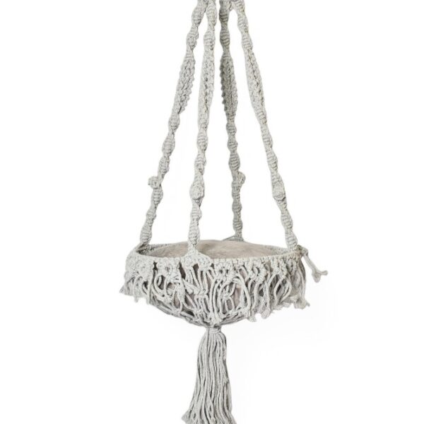 Handmade Silver Cotton Macrame Pet Swing