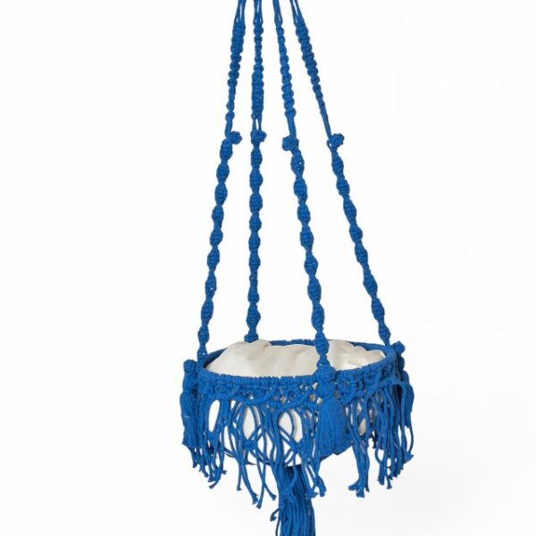 Handmade Blue Cotton Macrame Pet Swing