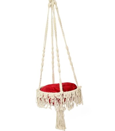 Handmade White Cotton Macrame Pet Swing