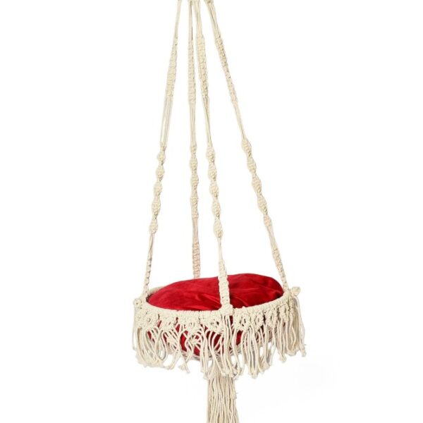 Handmade White Cotton Macrame Pet Swing