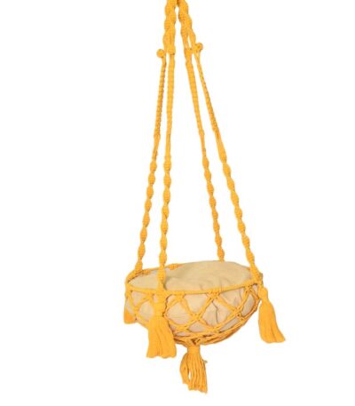 Handmade Yellow Cotton Macrame Pet Swing