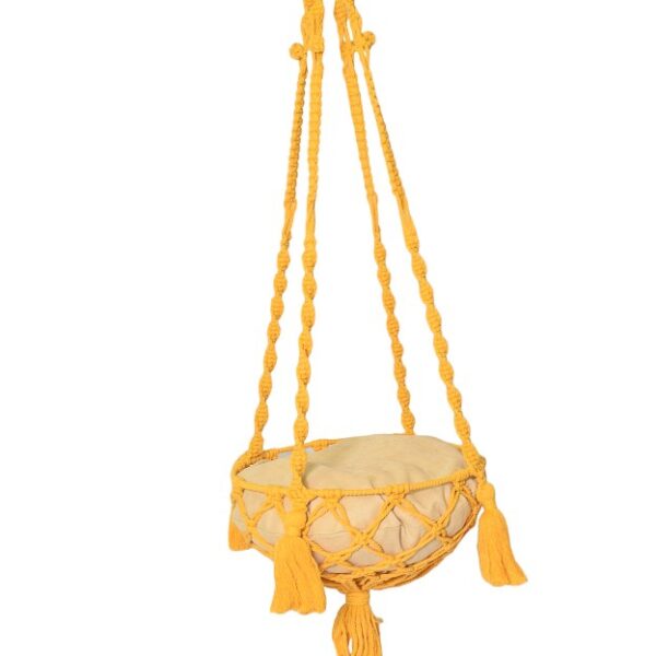 Handmade Yellow Cotton Macrame Pet Swing