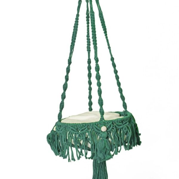 Handmade Green Cotton Macrame Pet Swing