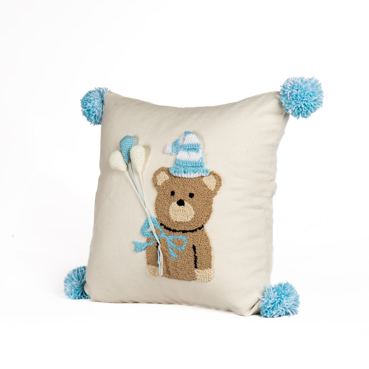 Handcrafted Teddy’s Winter Kids Cushion Cover