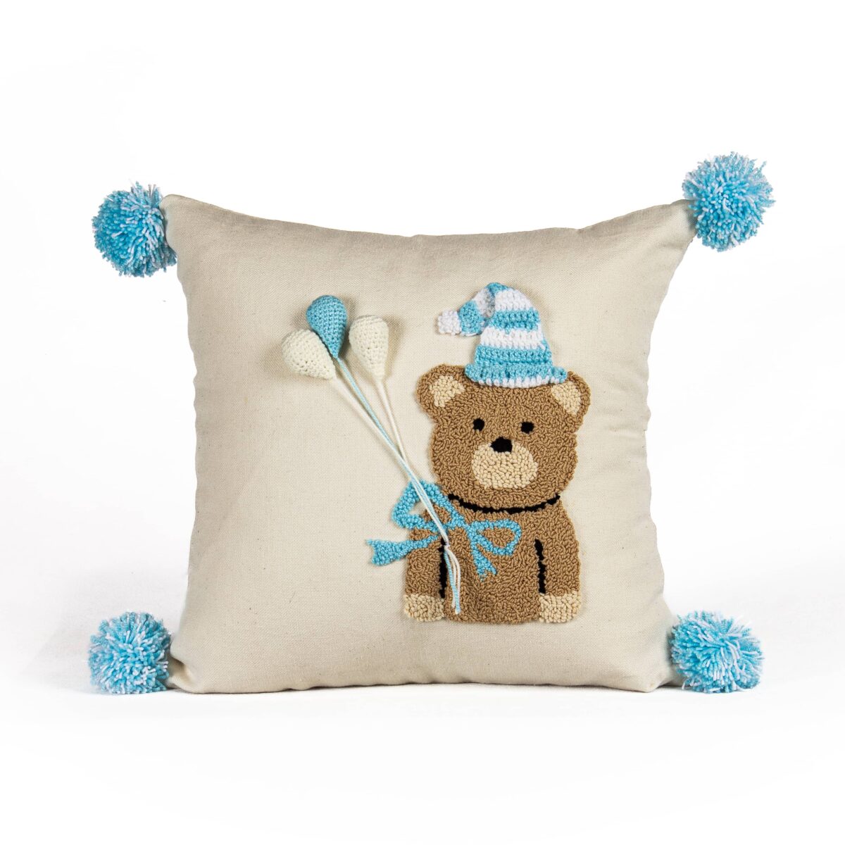 Handcrafted Teddy’s Winter Kids Cushion Cover