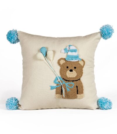 Handcrafted Teddy’s Winter Kids Cushion Cover