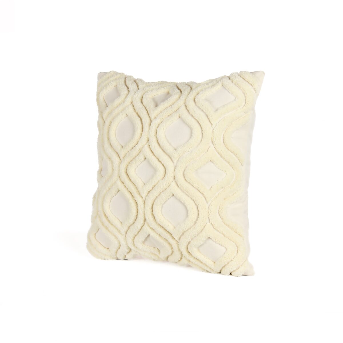 Elegance in White Punch Needle Cushion