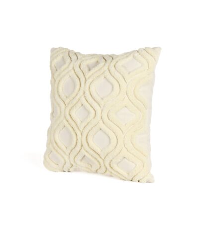 Elegance in White Punch Needle Cushion