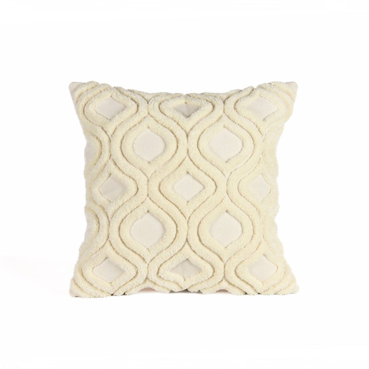 Elegance in White Punch Needle Cushion