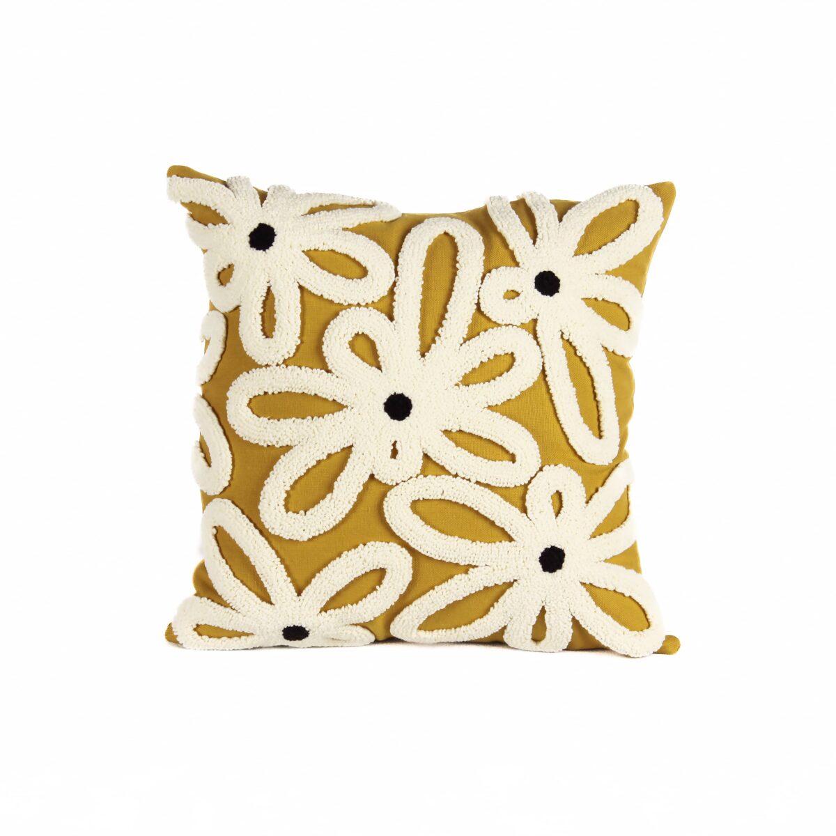 Golden Bloom Punch Needle Cushion Cover