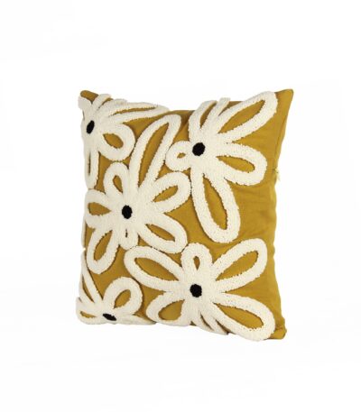 Golden Bloom Punch Needle Cushion Cover