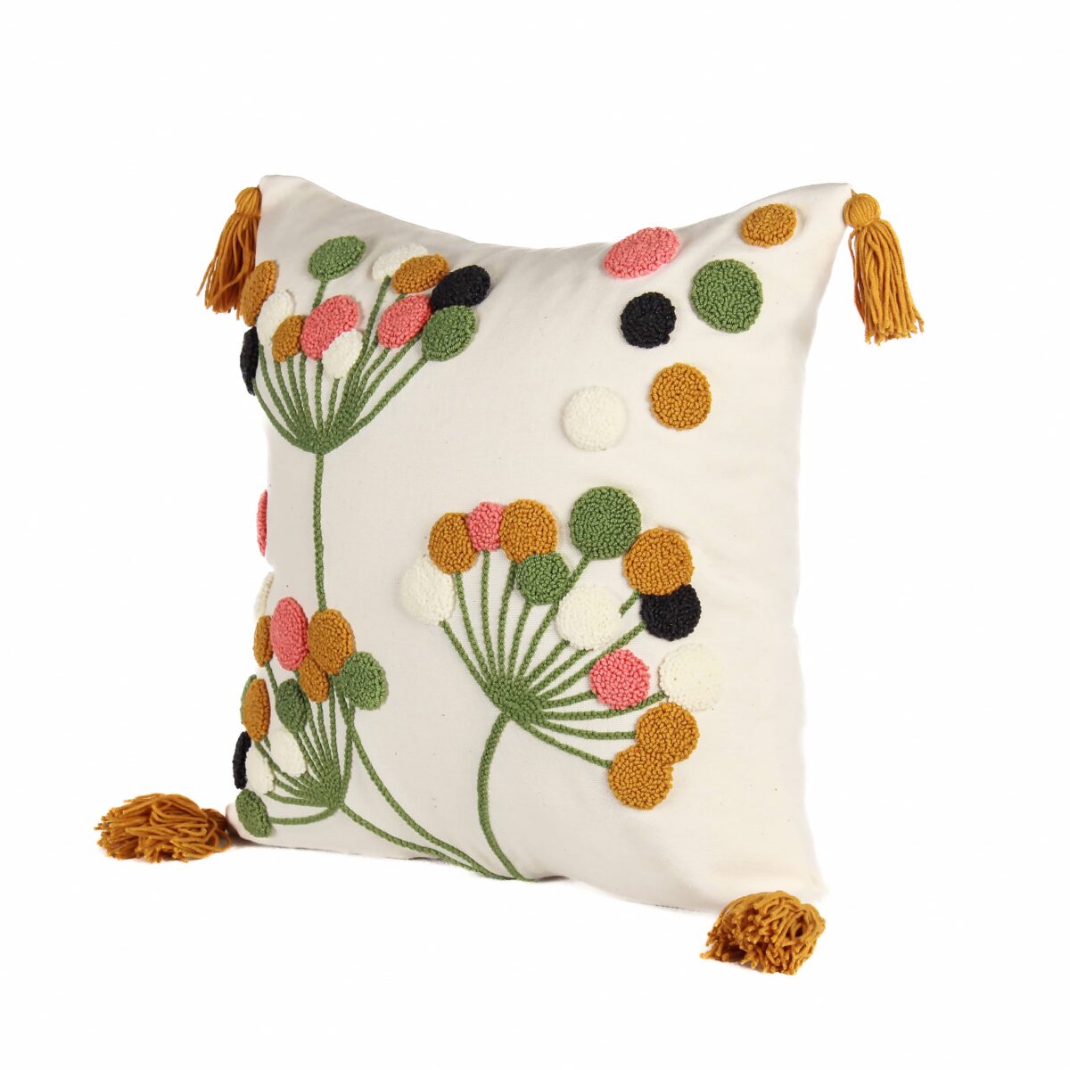 Floral Haven Punch Needle Cushion Cover