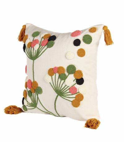 Floral Haven Punch Needle Cushion Cover