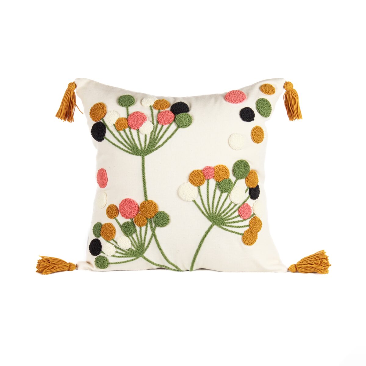 Floral Haven Punch Needle Cushion Cover