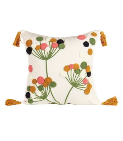 Floral Haven Punch Needle Cushion Cover