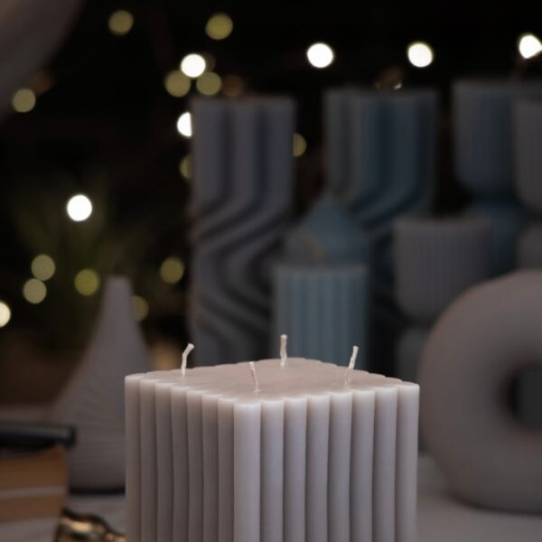 Baroque Style Ribbed Pillar Candle Duo