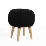 Black wool pouf