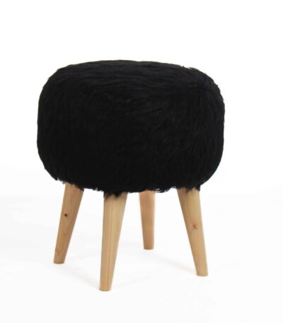 Black wool pouf