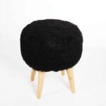 Black wool pouf