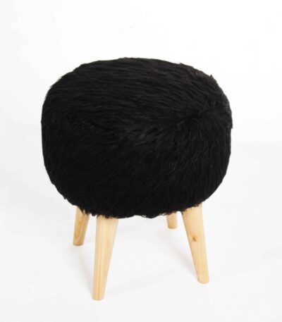 Black wool pouf