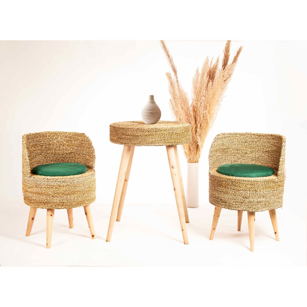 Natural Trio Woven Chair Set - Boho Ensemble