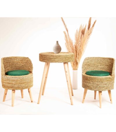 Natural Trio Woven Chair Set - Boho Ensemble