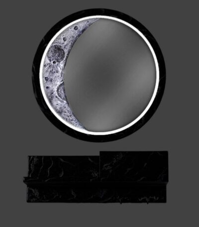 Lunar Elegance Mirror & Resin Shelf-Luxe Set