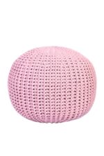 Blush Charm Crochet Pouf - Cozy Handwoven