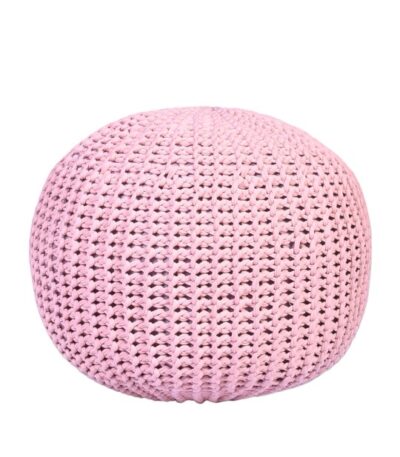 Blush Charm Crochet Pouf - Cozy Handwoven