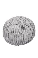 Gray Knitted Crochet Pouf - Handwoven Accent