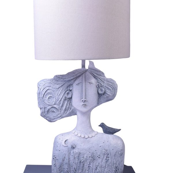 Sculptural Papier-Mâché Table Lamp-Lighting