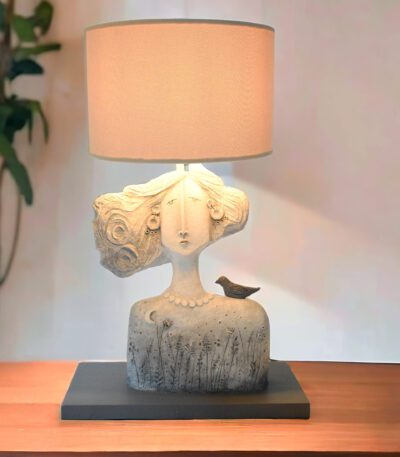 Sculptural Papier-Mâché Table Lamp-Lighting