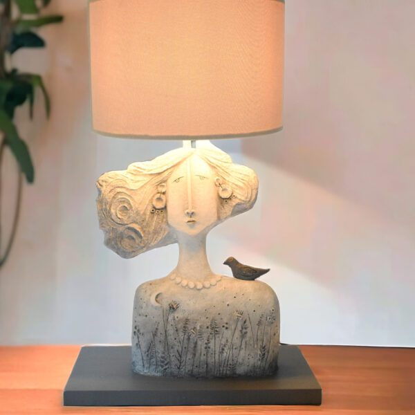 Sculptural Papier-Mâché Table Lamp-Lighting