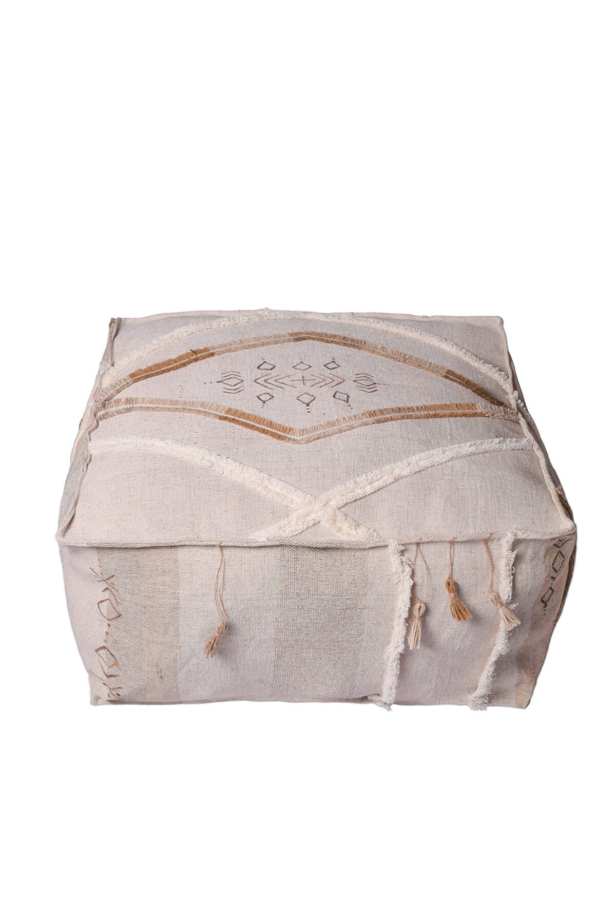 White and brown pouf