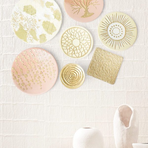 Golden Serenity Decorative Wall Plates Set