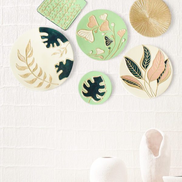 Botanical Patina Wall Plates Custom Decor Set