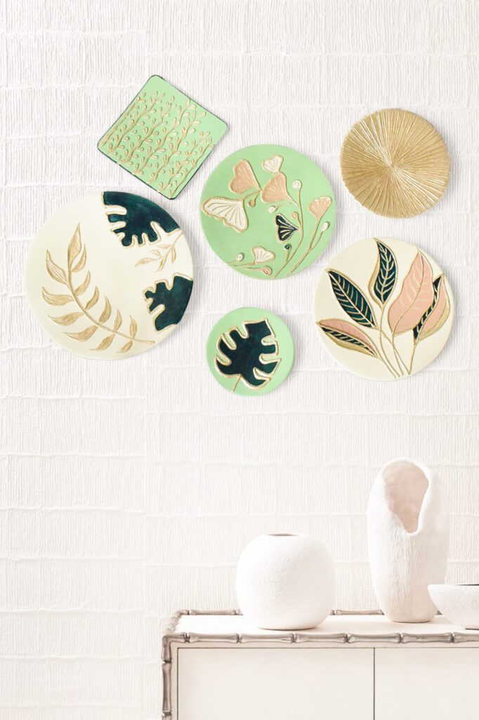 Botanical Patina Wall Plates Custom Decor Set