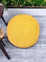 Vibrant Sunshine Crochet Pouf - Handmade