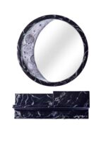 Lunar Elegance Mirror & Resin Shelf-Luxe Set