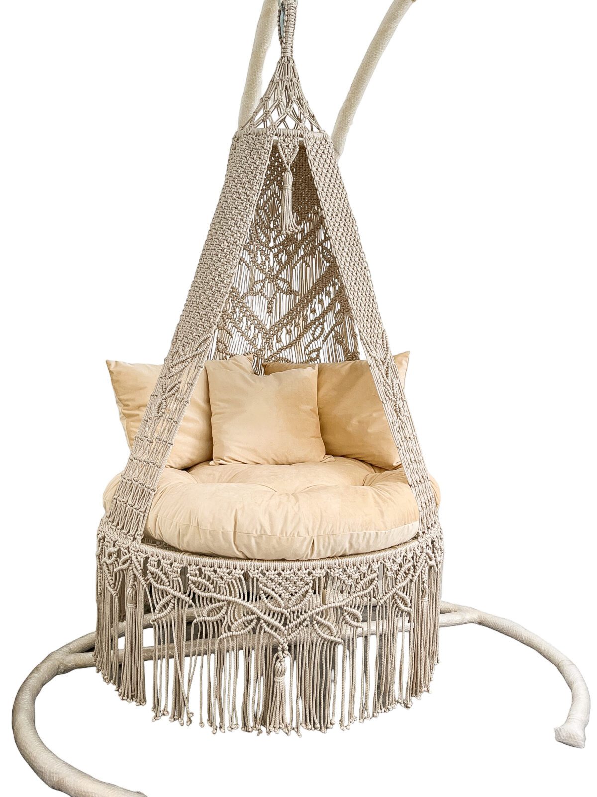 Stylish cotton rope swing with cushion