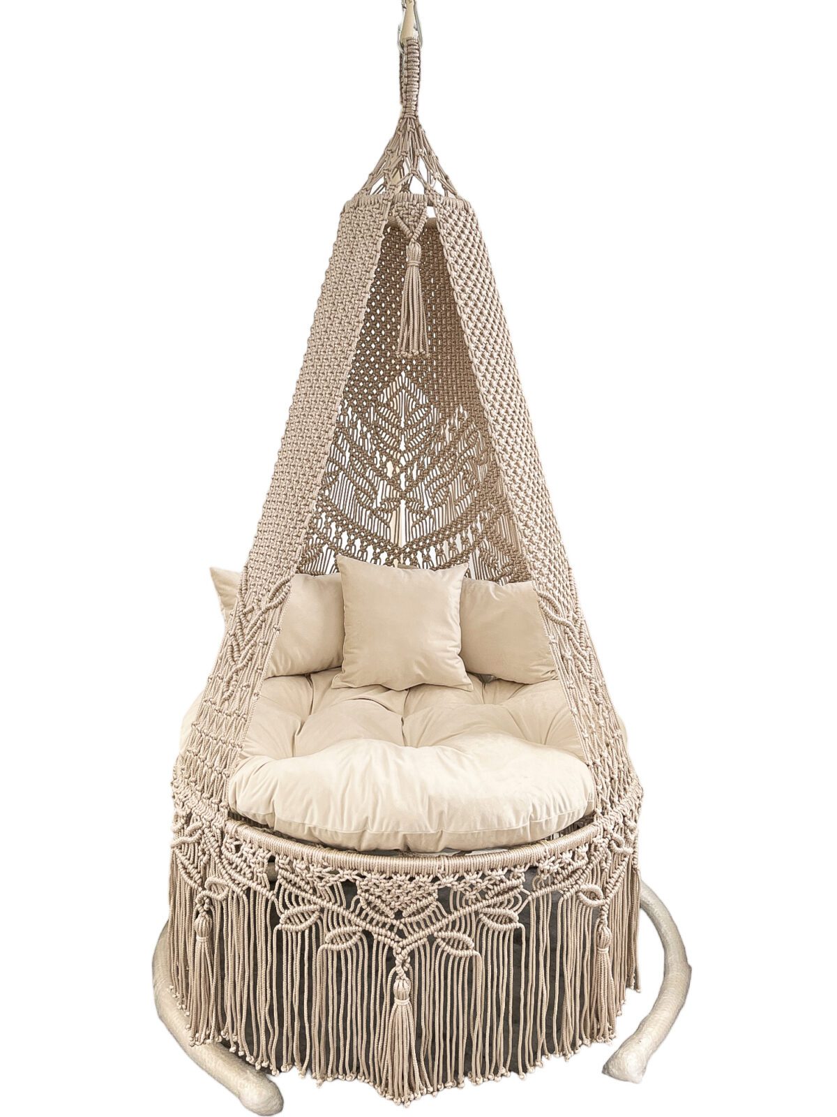 Stylish cotton rope swing with cushion