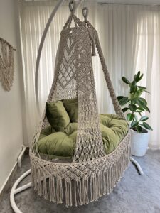 Stylish cotton rope swing with cushion