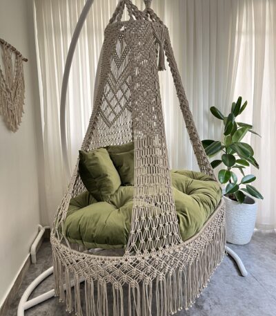 Stylish cotton rope swing with cushion