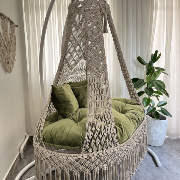 Stylish cotton rope swing with cushion